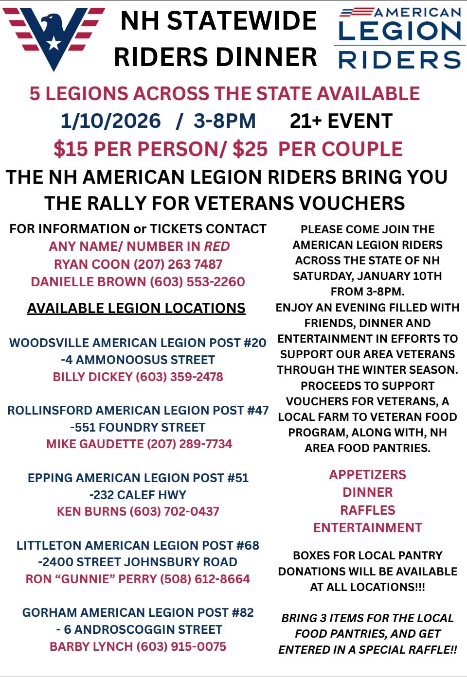 NH RIDERS VOUCHERS FOR VETERANS EVENT- EPPING