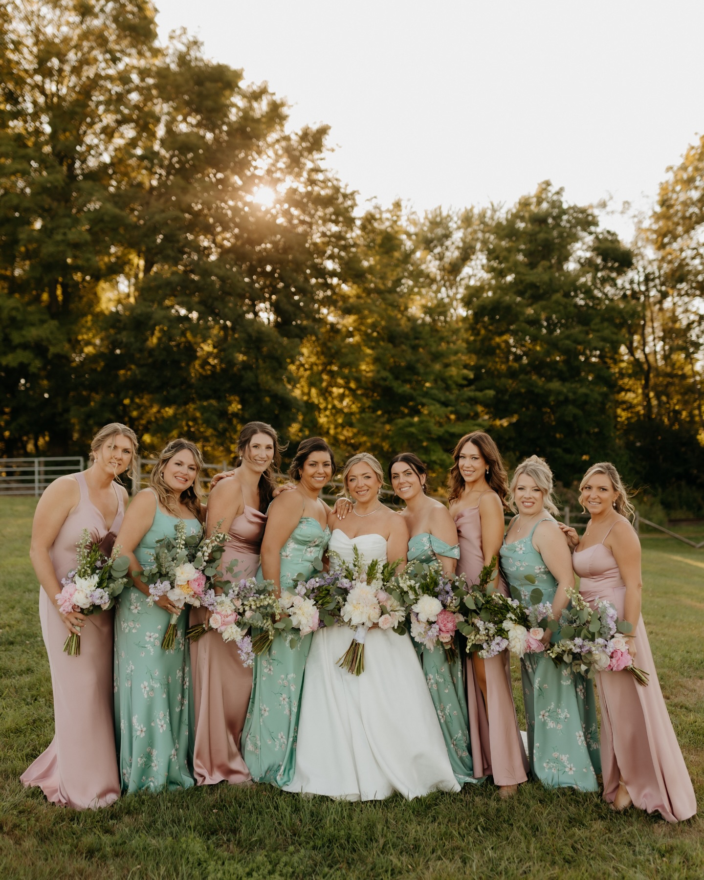 where to buy mix and match bridesmaid dresses & dress perfection! 🌸 Bride: @aileenmbalzano Photographers: @evermoreimaging Venue: @southfarms Makeup/Hair: @emilymcnultymakeup pink green bridesmaid dresses, bridesmaid dresses, mismatched bridesmaid dresses, bridal party inspo Size:M (36-37 sleeve length) CNewArrivals110MFeb25 Vintage Wedding Dress A-Line Comfortable high slit on