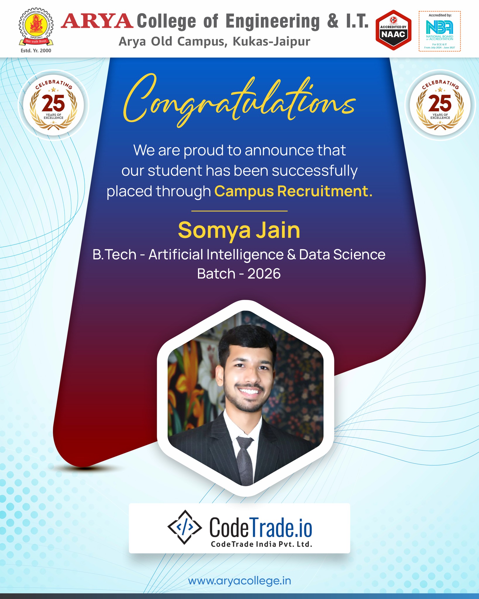 𝐂𝐚𝐦𝐩𝐮𝐬 𝐏𝐥𝐚𝐜𝐞𝐦𝐞𝐧𝐭𝐬... - Arya College of Engineering & I.T. | Facebook