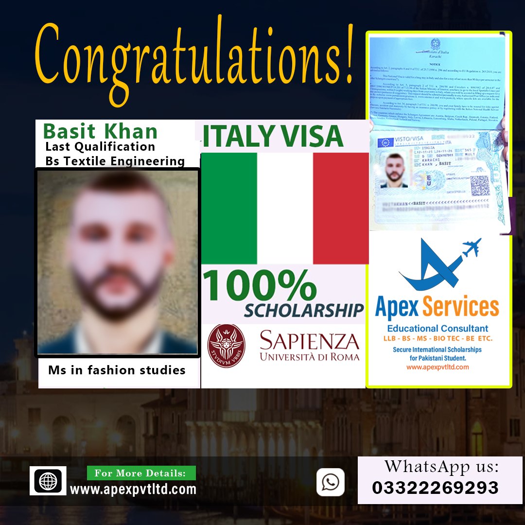 Apex - 🎉 Visa Success Story – Basit Khan 🇵🇰 ️🇮🇹 I’m incredibly proud to ...