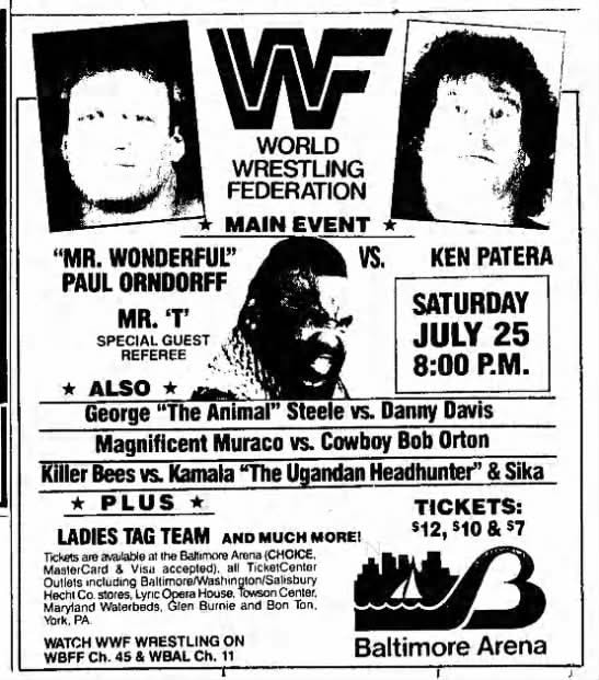 RassleRama - WWF @ Baltimore, MD – Arena – July 25, 1987 (4,197) Steve ...