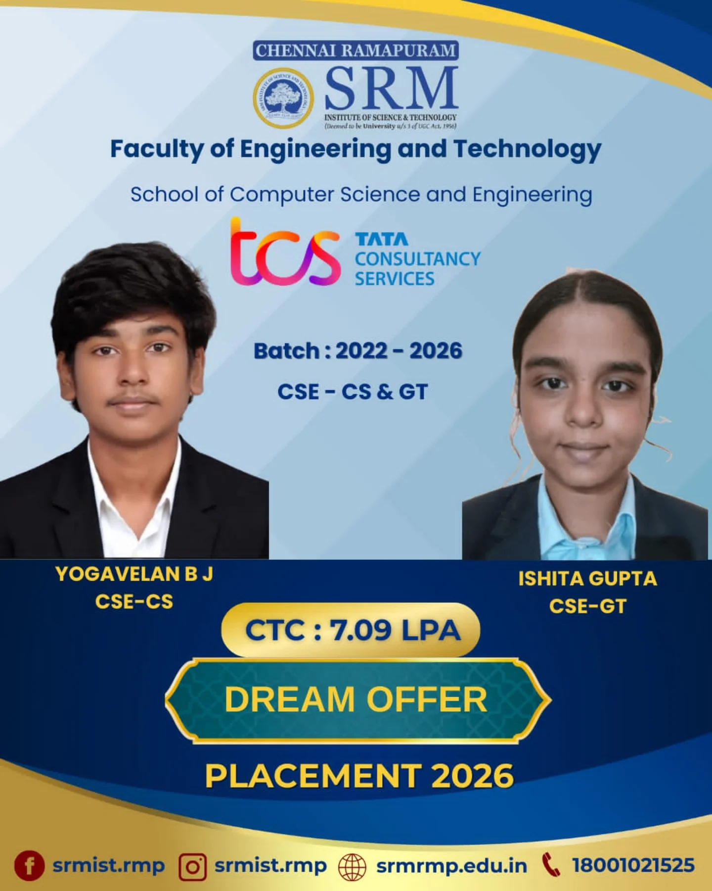 SRM - 🌟 Dream Offer Success – Placement 2026! 🌟 We are delighted to ...