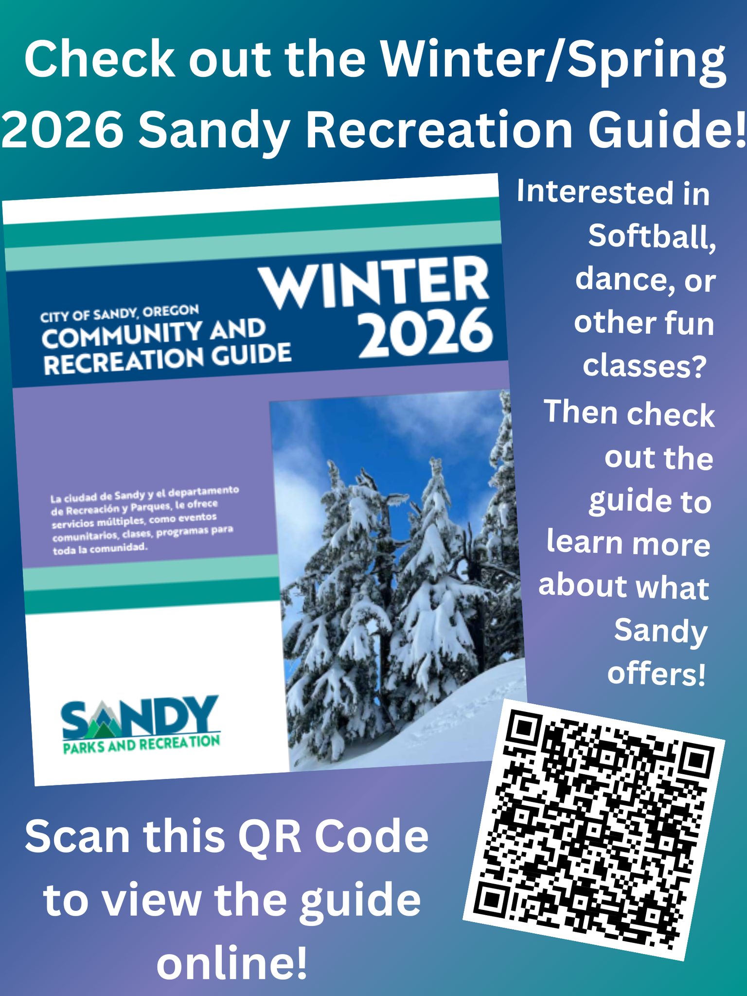 City - The Winter 2026 Sandy Recreation Guide is available for viewing ...