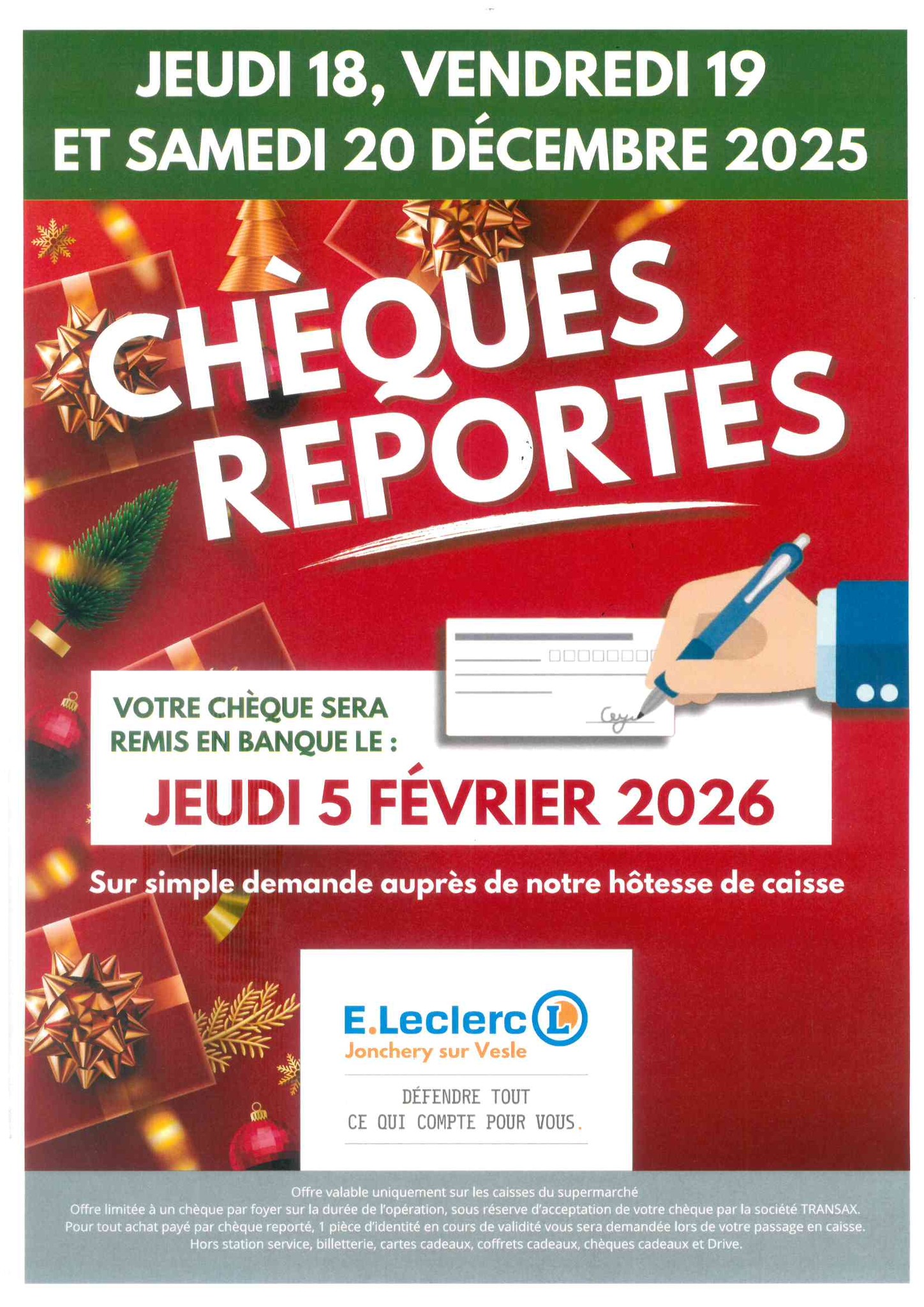 E.Leclerc - 🛒 OPÉRATION CHÈQUES REPORTÉS 🛒 Dans votre centre E.Leclerc ...
