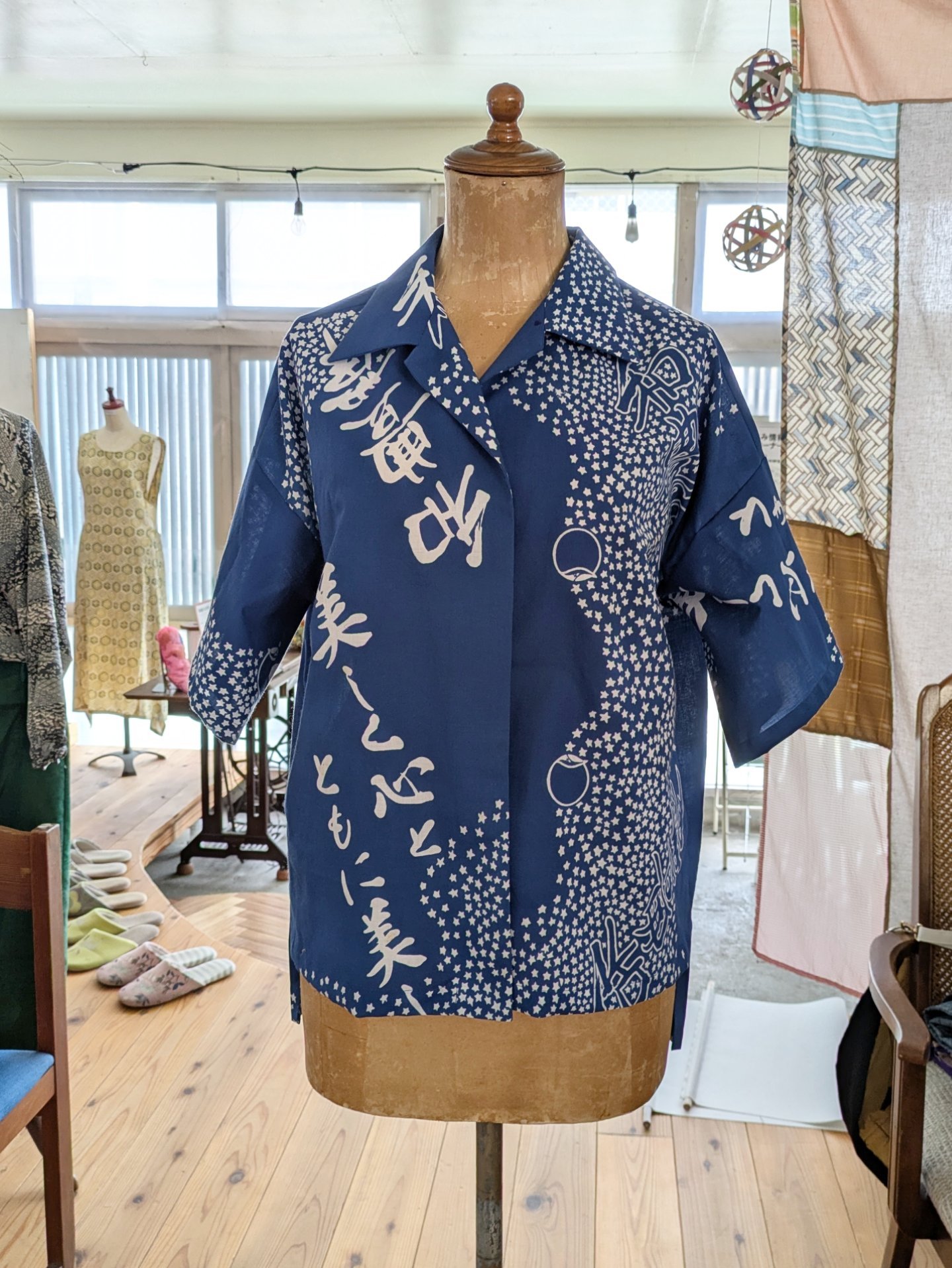 浴衣リメイクシャツ 着物リメイク 浴衣リメイク 前あき シャツ 