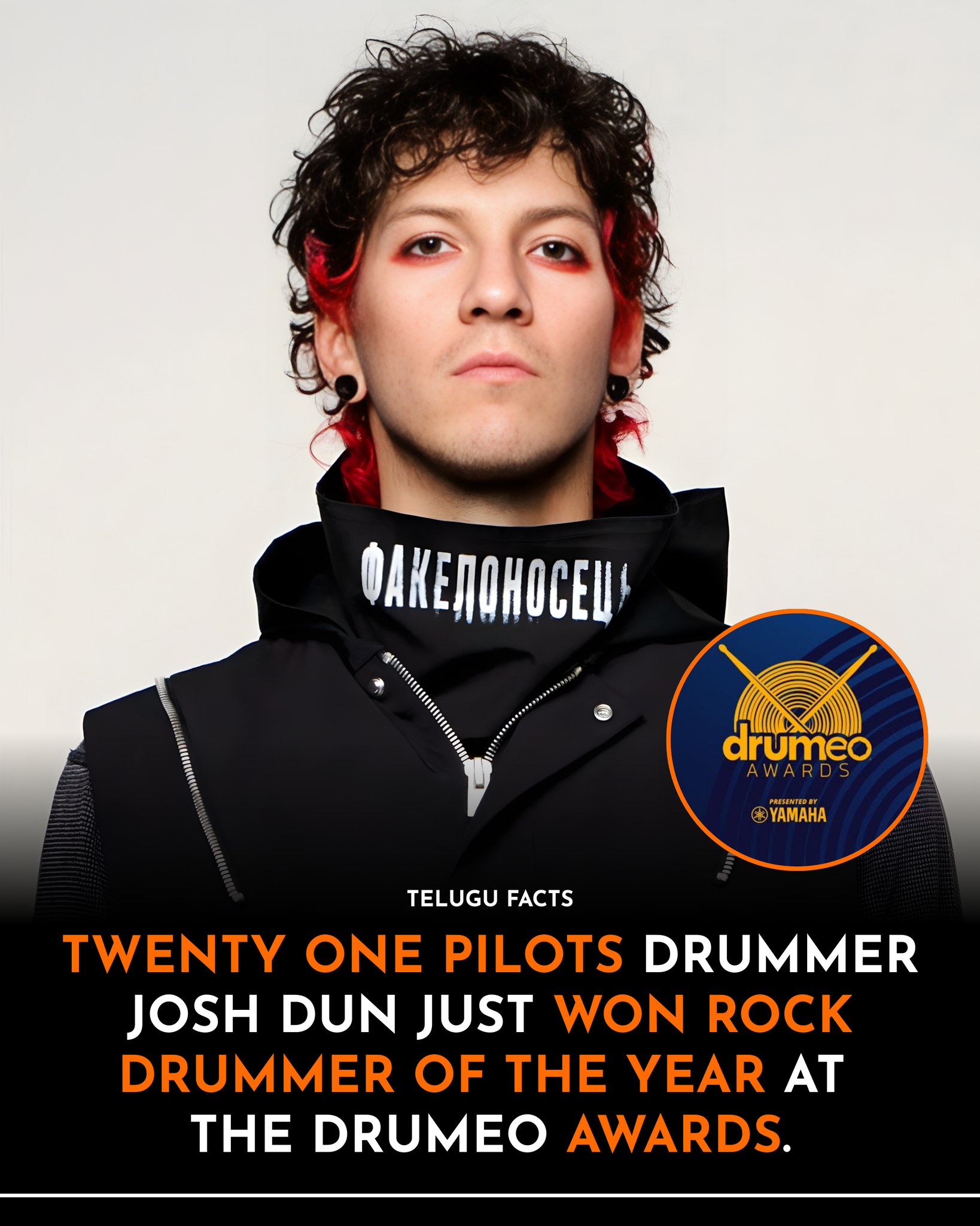 Telugu - Josh Dun of Twenty One Pilots has officially won Rock Drummer ...