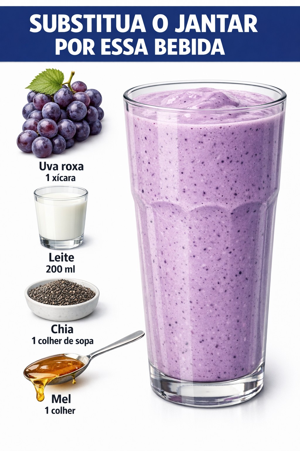 Low - Vitamina de Uva Nutritiva 🍇🥛🌱🍯 Ingredientes 1 xícara de uva roxa ...