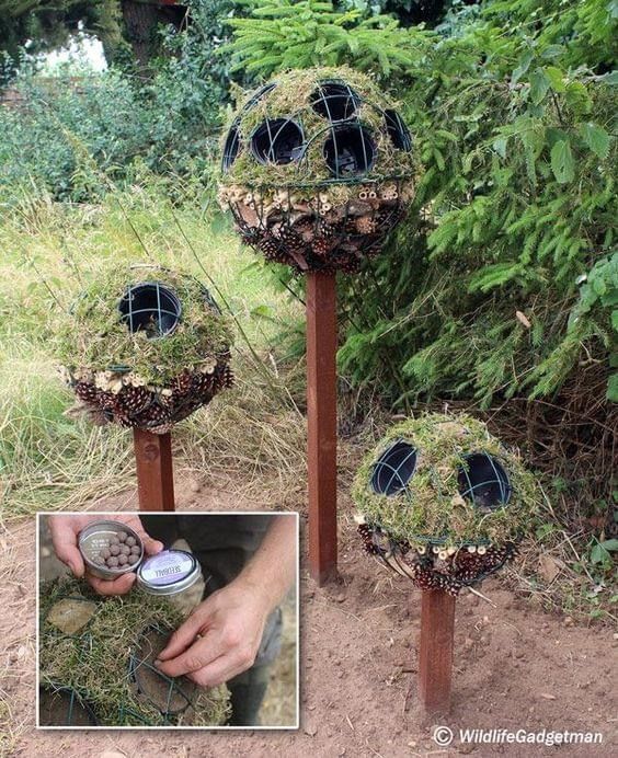 Tip - I built these unique spherical insect hotels to attract ...