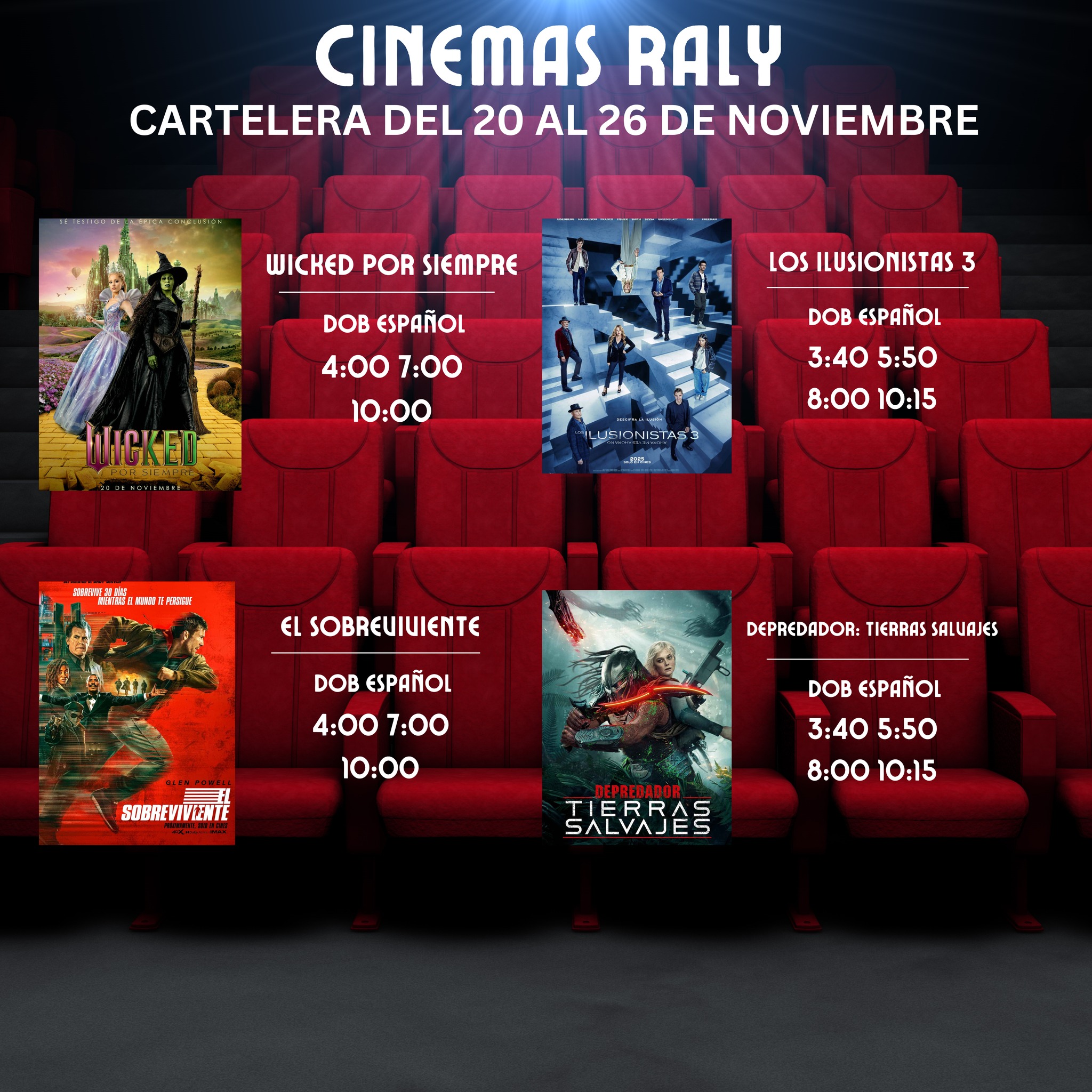 Cinemas - Cartelera Cinemas Raly ABIERTO DE LUNES A DOMINGO, LOS 365 ...