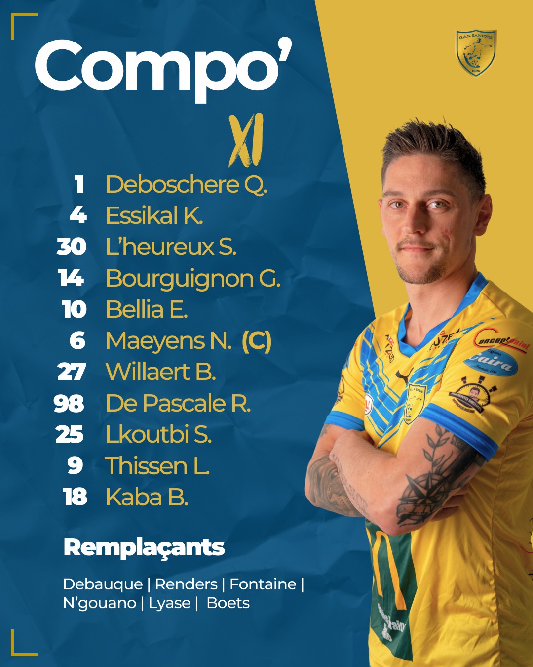 RAS - 📋 La compo est tombée ! Voici les 11 joueurs qui débuteront ce ...