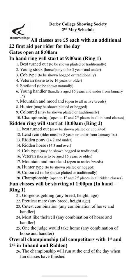 Here is the official event schedule... - DCSS-showing event