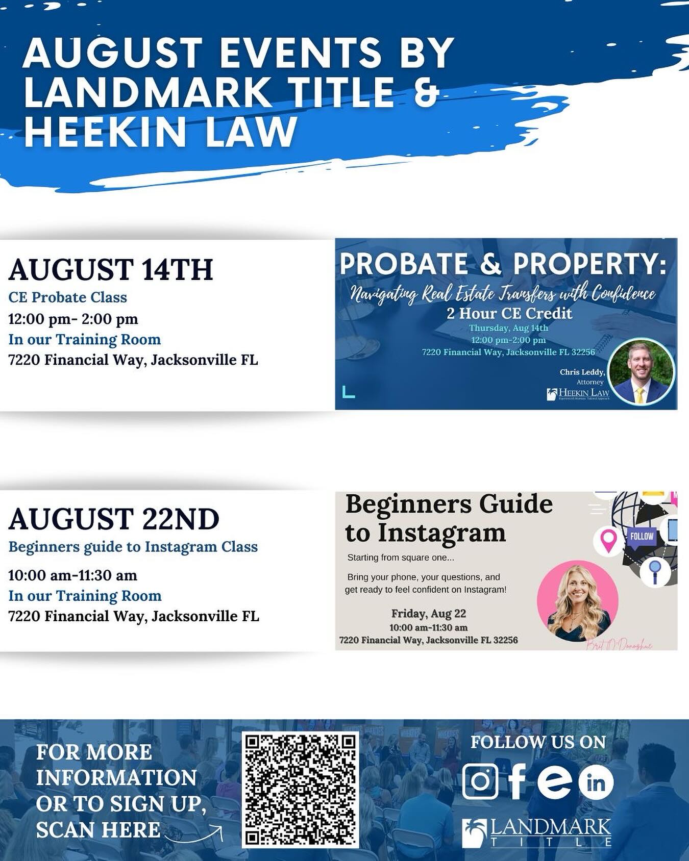 📣 August Events Are Here! Join us at Landmark Title & Heekin Law