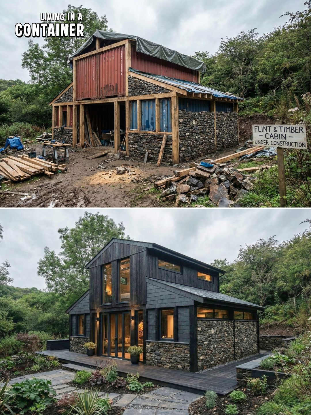 Living - They Buried 4 Old Containers in Stone and Wood... The Result ...