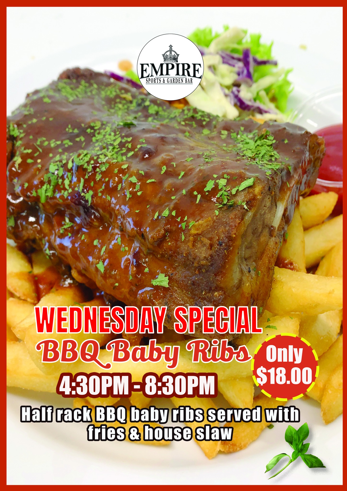 The Empire - 🔥 WEDNESDAY RIBS SPECIAL! 🔥 Half a rack of BBQ Baby Ribs ...