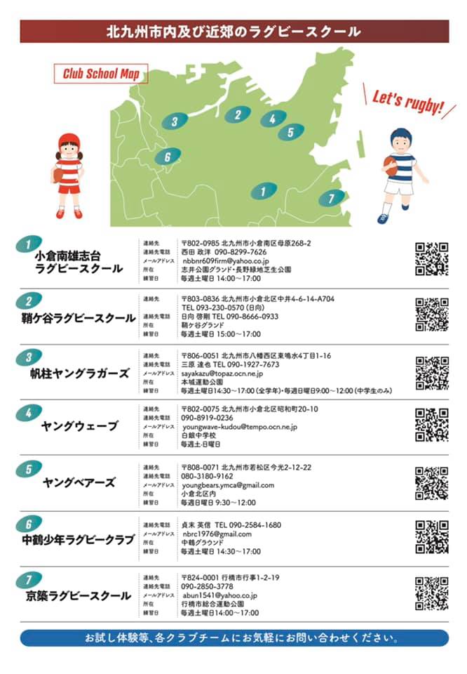 北九州ラグビー情報チャンネル レッツラグビー ラグビースクール案内チラシができました Facebook