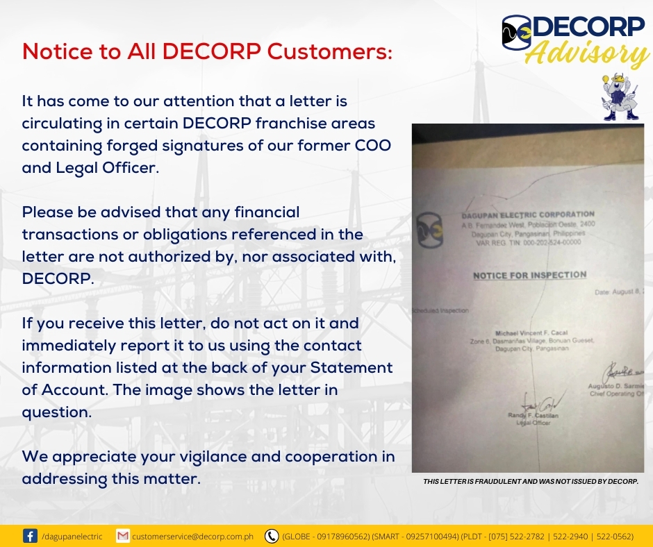 DECORP - Dagupan... - DECORP - Dagupan Electric Corporation