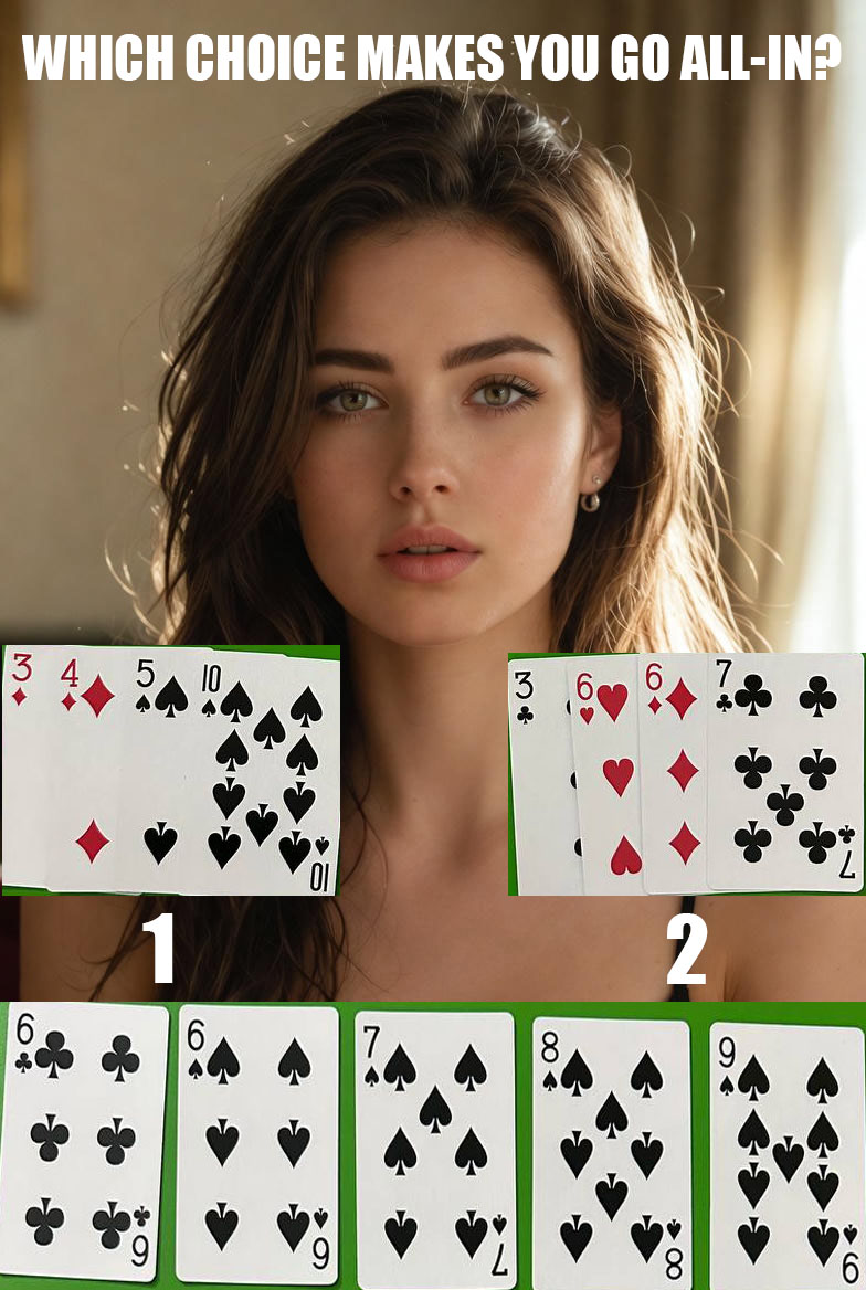 Poker - 🎯 The Board: 6♣ – 6♠ – 7♠ – 8♠ – 9♠ 🔥 OPTION 1 – 3♦ 4♦ – 5♠ ...