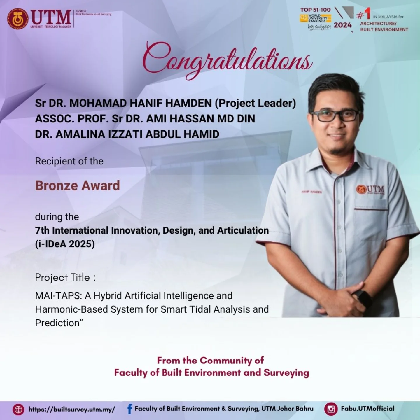 Heartiest congratulations to Sr Dr. Mohamad Hanif Hamden (Project ...
