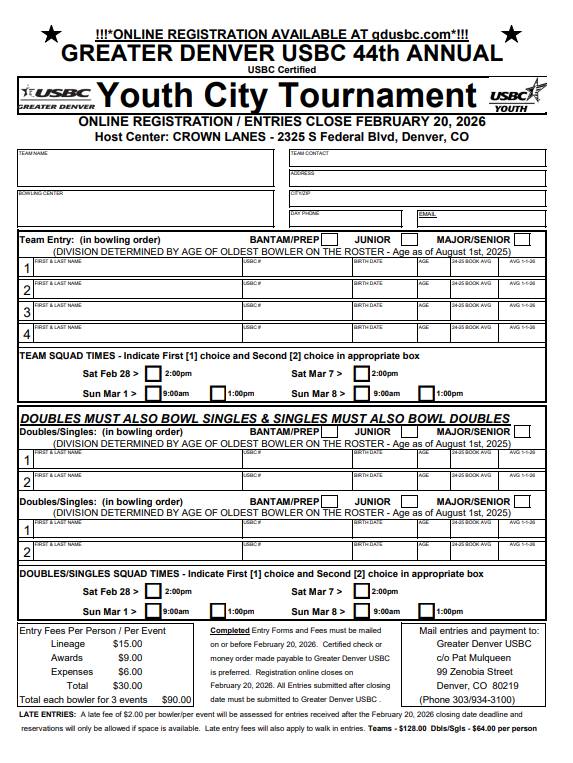 Greater Denver... - Greater Denver USBC Bowling Association