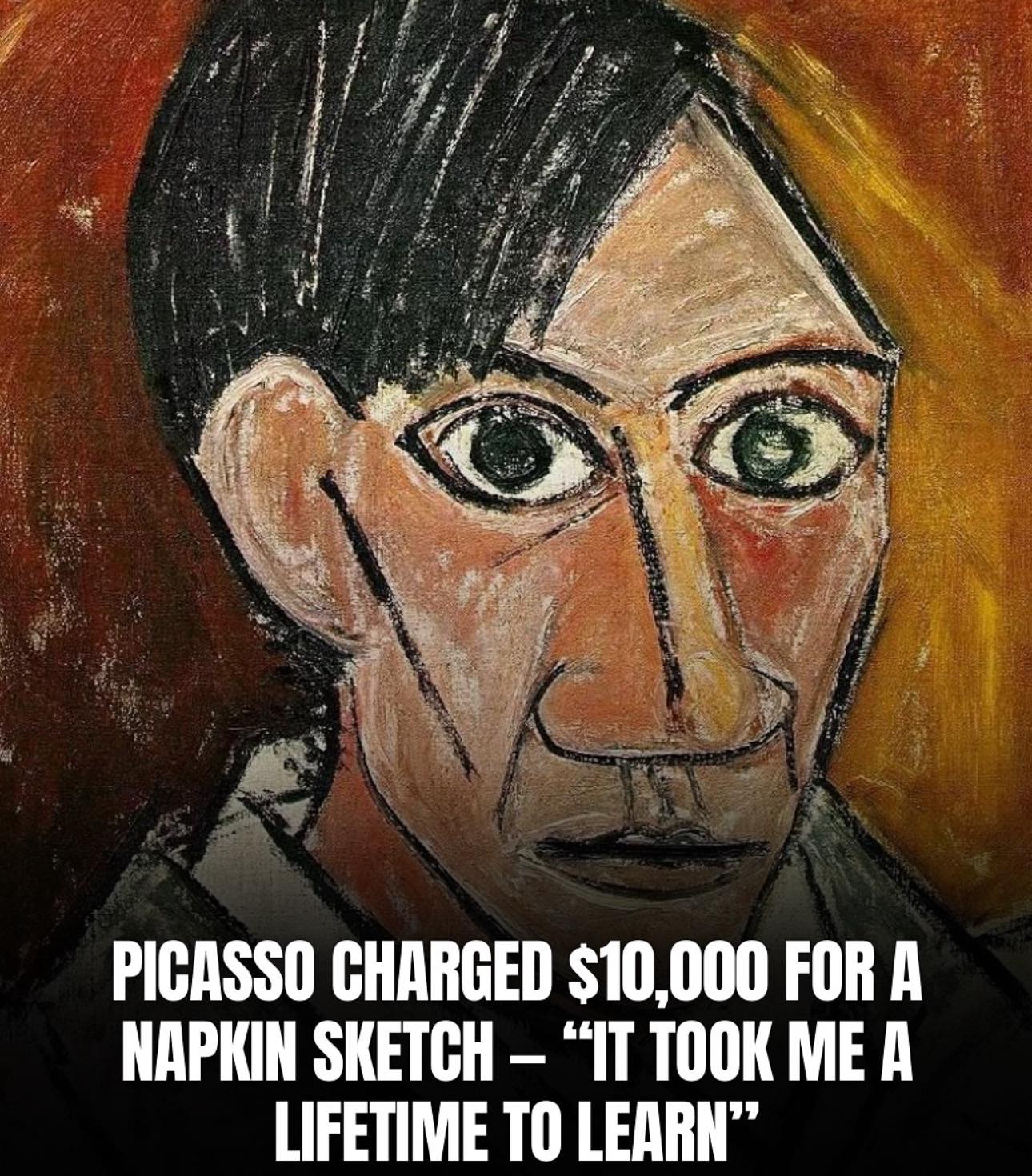 Picasso drawing the design of the ........well, Picasso!