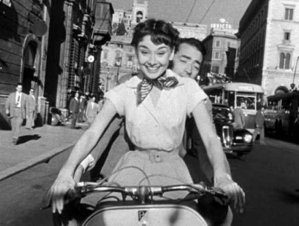 Vespa - Classic scene from the 1959 movie Roman Holiday -- Audrey