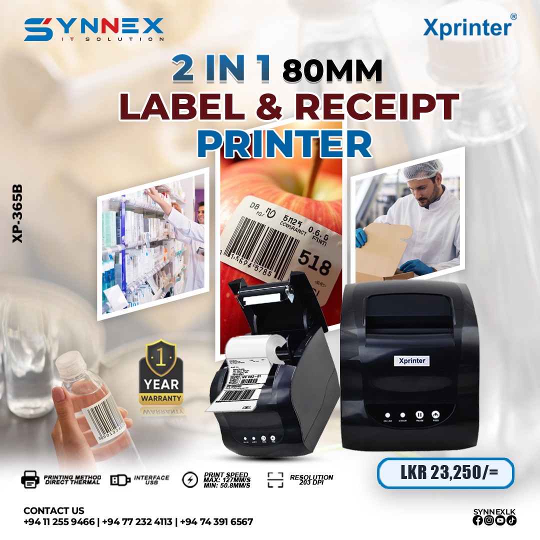 Synnex - 🖨️ XPRINTER XP-365B — 3” Barcode + Receipt Printer One Device ...