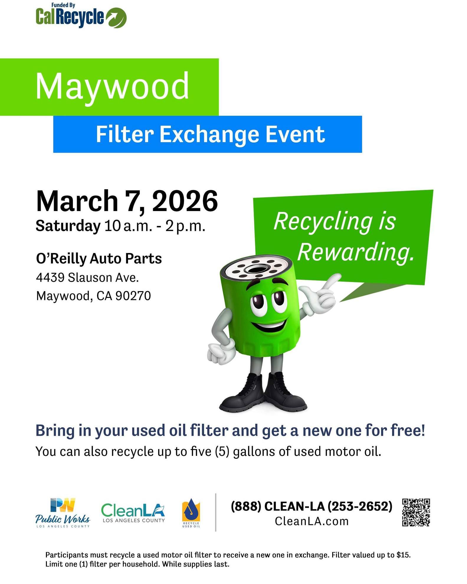 ♻️🛢️ Recycling is Rewarding! 🛢️♻️ Bring in your used oil