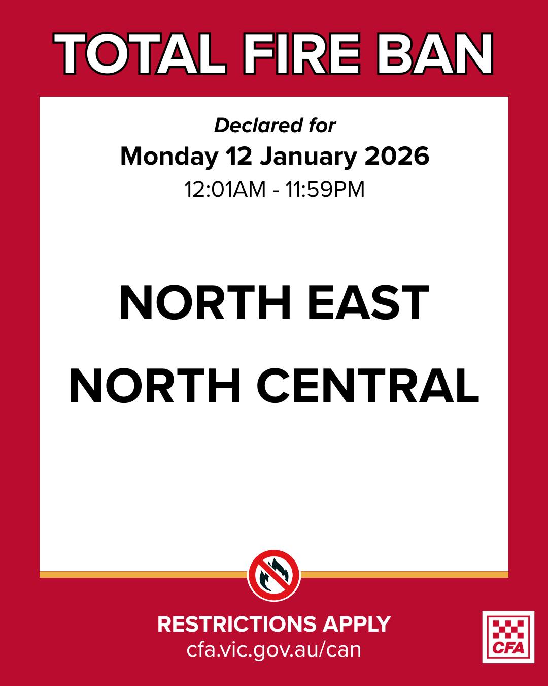 A Total Fire Ban has been... - CFA (Country Fire Authority) | Facebook