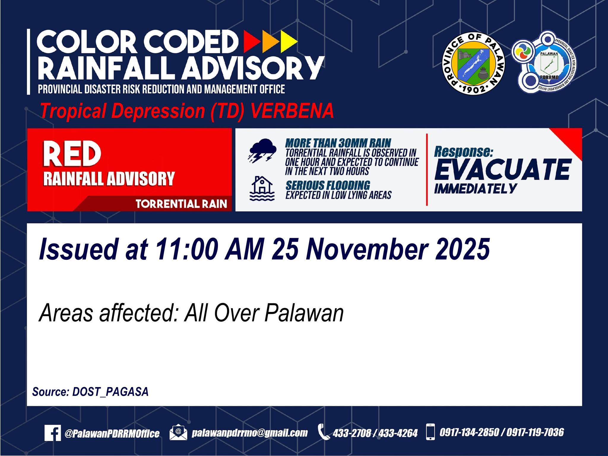 RED RAINFALL WARNING... - 103.1 Brigada News FM - Palawan | Facebook