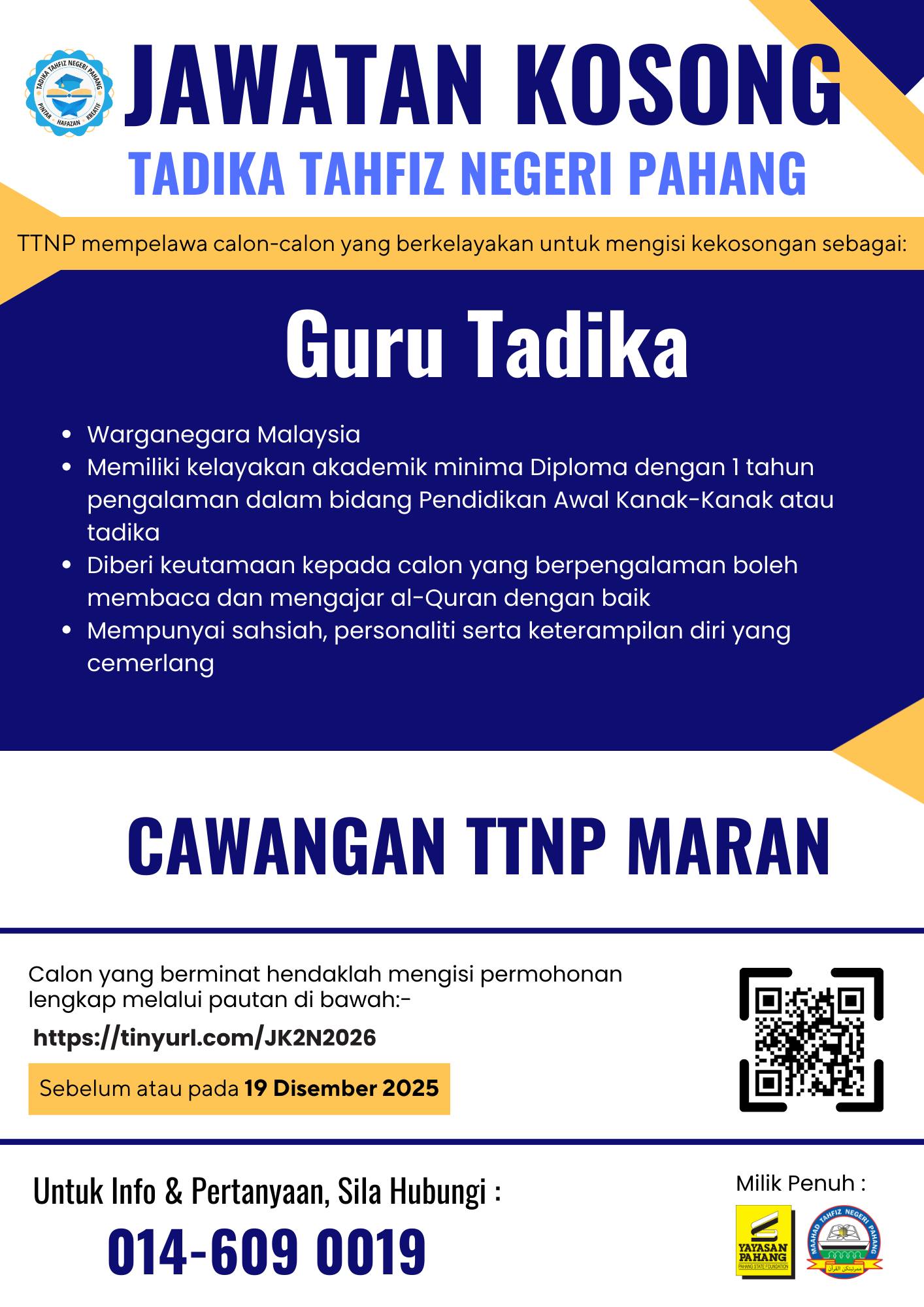 Maahad - PELUANG KERJAYA DI TADIKA TAHFIZ NEGERI PAHANG Tadika Tahfiz ...