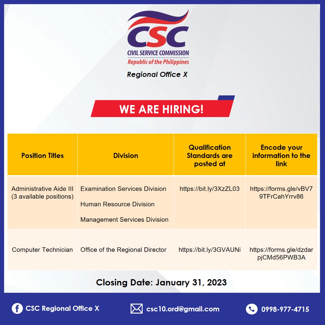CSC - UPDATE: This job posting is officially CLOSED ️ ️