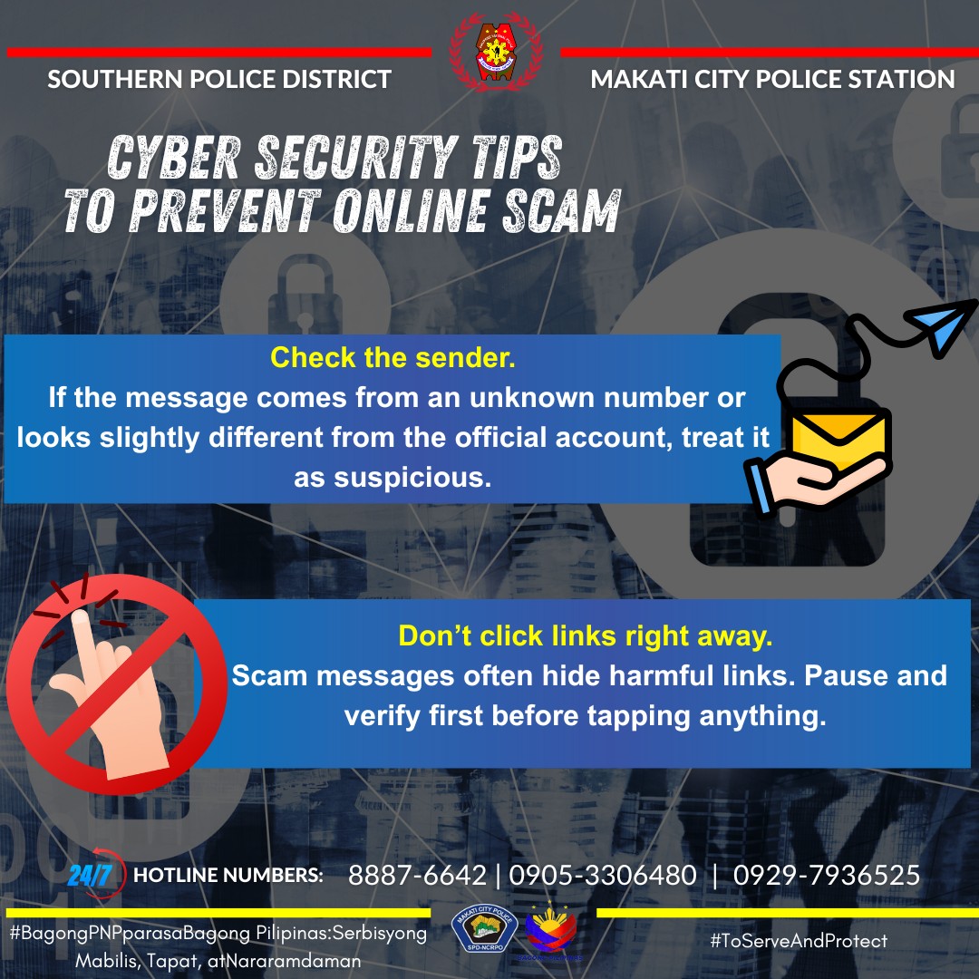 Makati - Cyber Security Tips TO PREVENT ONLINE SCAM Check the sender ...