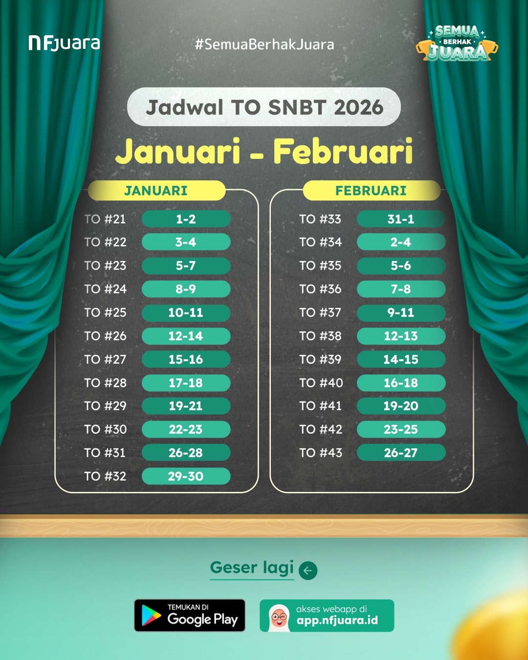 NF Juara - 📣 WAJIB DISAVE! Jadwal terbaru TO SNBT 2026 NF... | Facebook