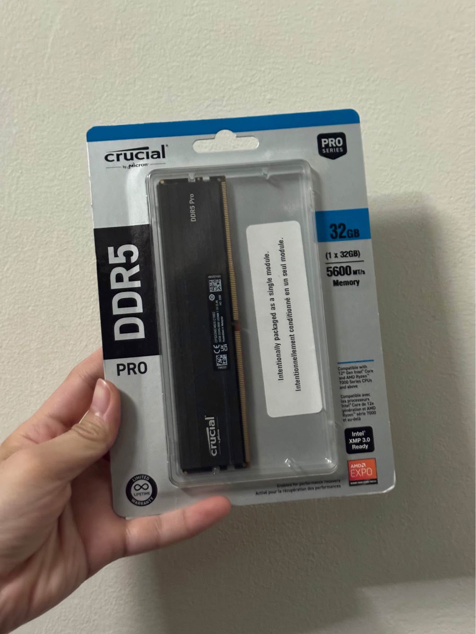 CRUCIAL PRO 32GB (1x32) DDR5 5600 UDIMM | New | PHP18,750.00 