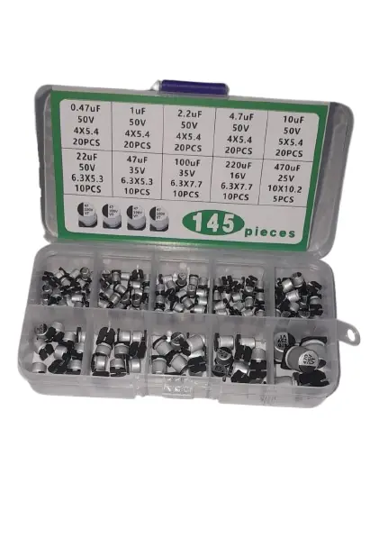DollaTek 145pcs SMD Condensateurs Assortis 10 Valeurs 0.47uF à 470uF - Électrolytiques Aluminium