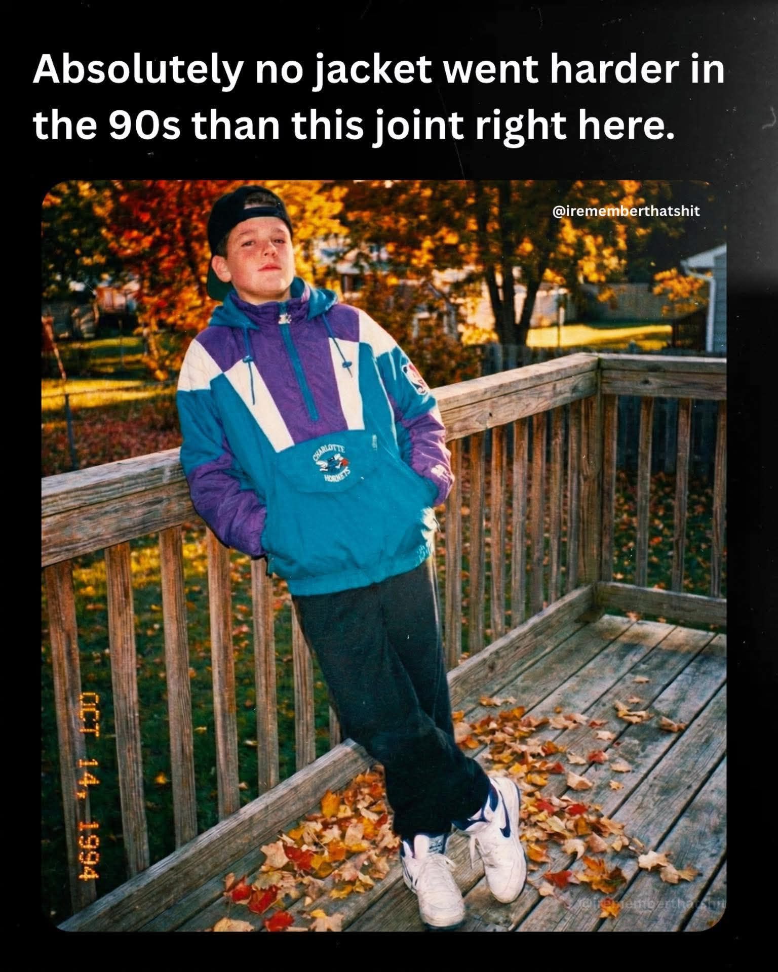 The 90s Starter pullover jackets era was a time to be alive.