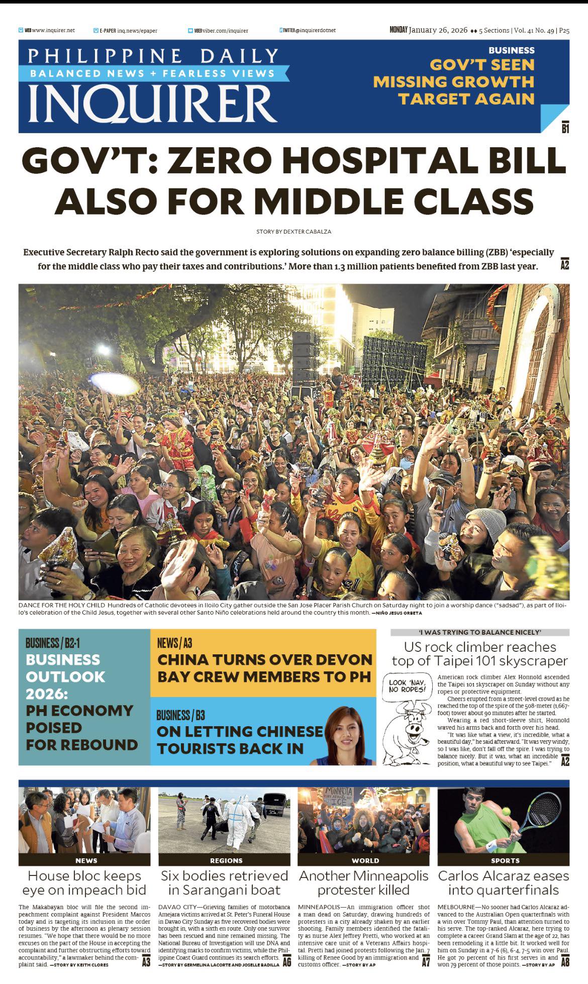 INQUIRER.net - Today's Inquirer front page (January 26,... | Facebook