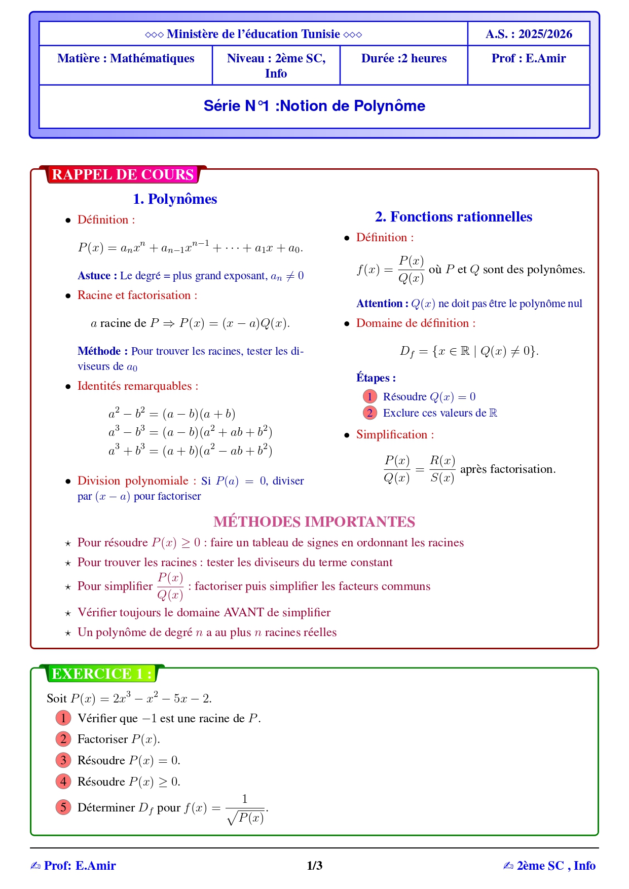 Math experts | Série N°1: Notion de polynôme | Facebook