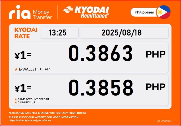 Kyodai Remittance Philippines - EXCHANGE RATE // August 04, 2022 ...