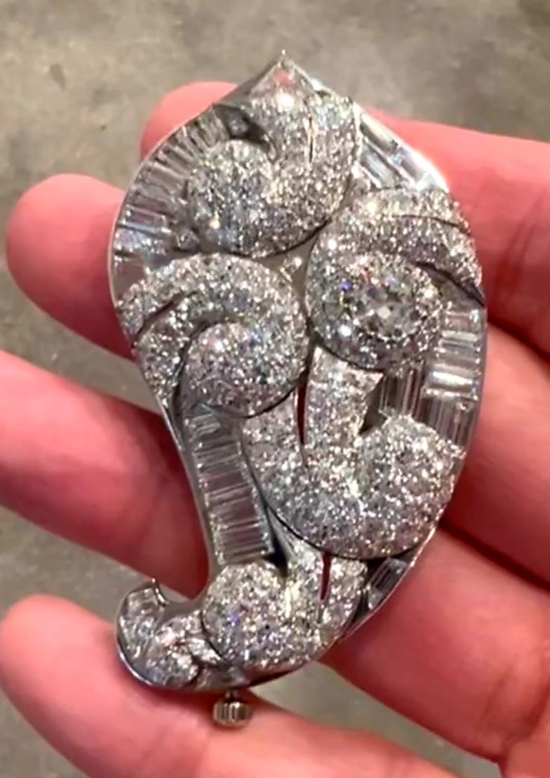 Broche Ancienne Plaqué Or 18k 750 - Style Art Déco/Nouveau Torsadé - Occasion