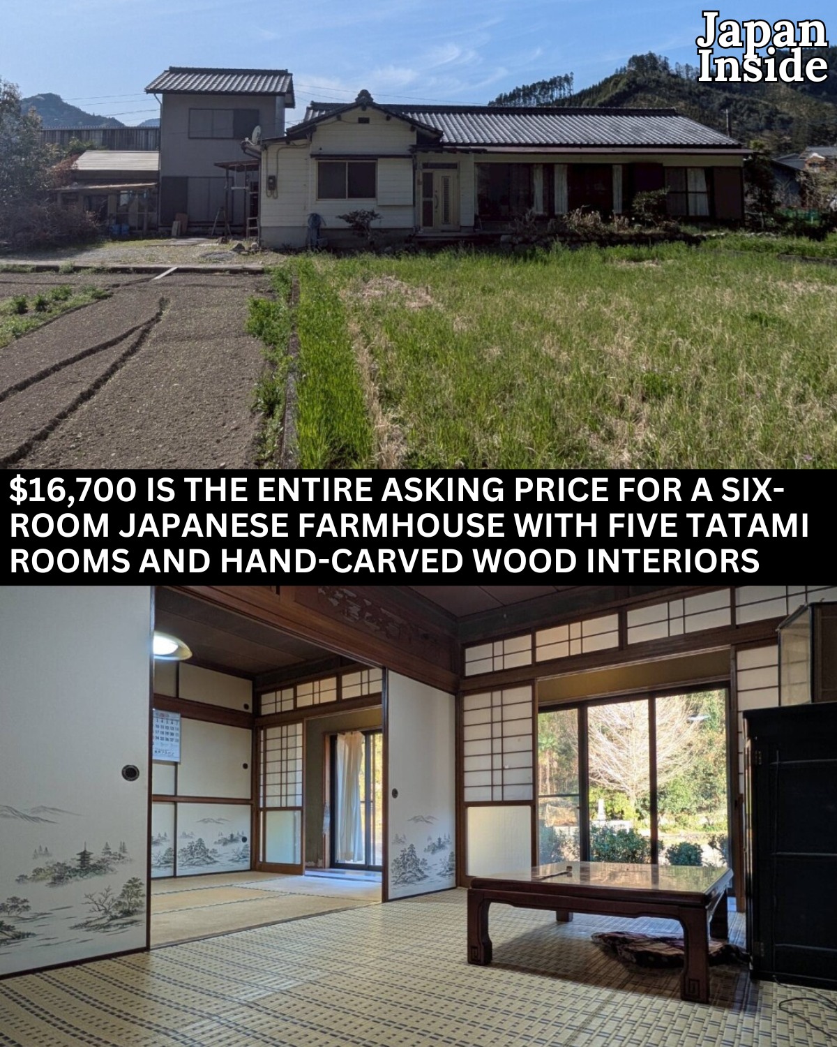 $22,000 That's the full asking price for a 6-room wooden farmhouse