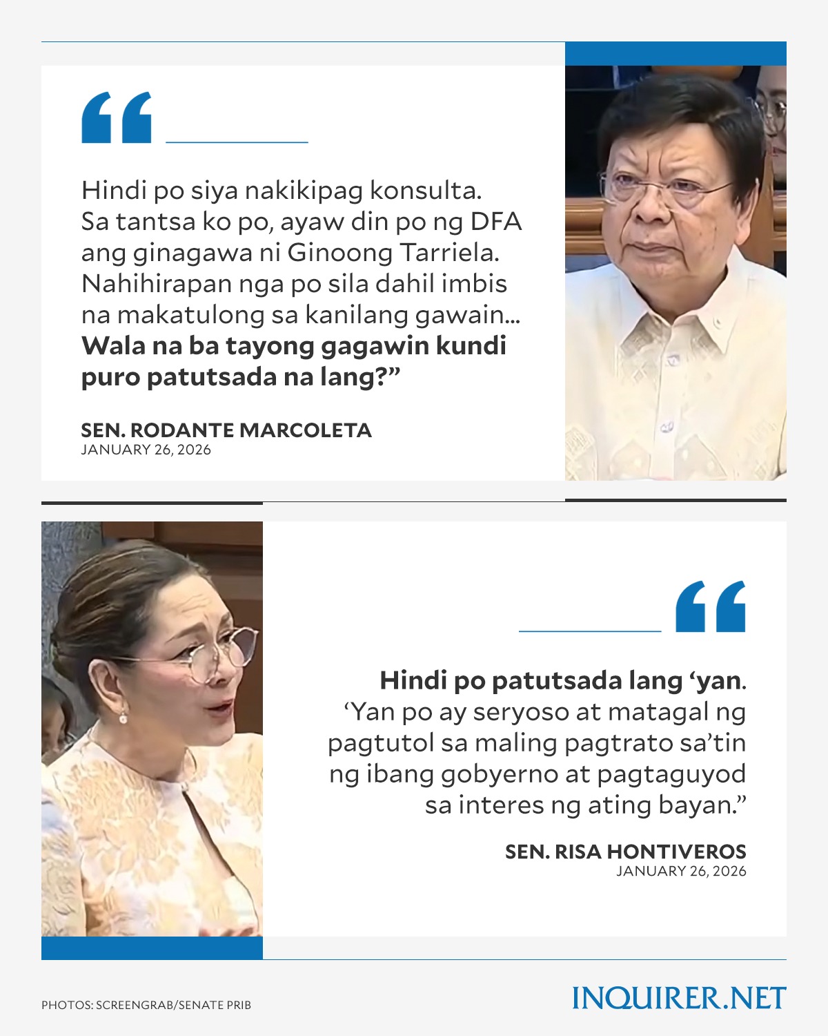 INQUIRER.net - ‘HINDI PO PATUTSADA LANG ‘YAN’ Sen. Risa Hontiveros ...