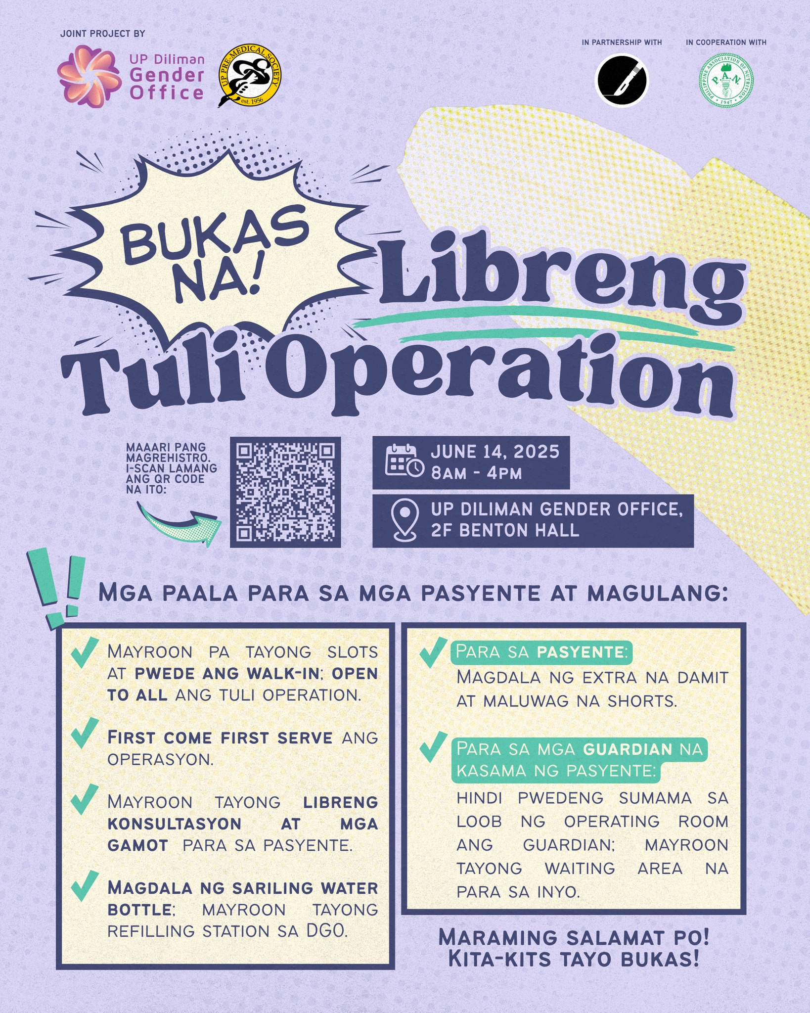 BUKAS NA ANG LIBRENG TULI... - UP Diliman Gender Office | Facebook