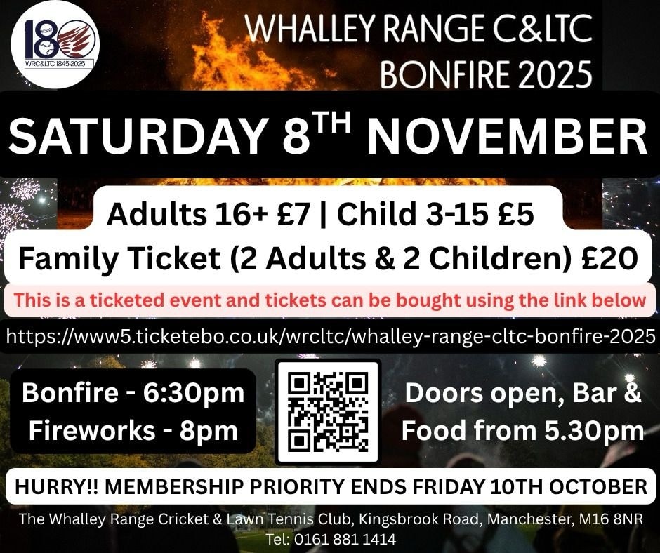 🔥 Limited tickets available 🔥 First... - Whalley Range CC | Facebook