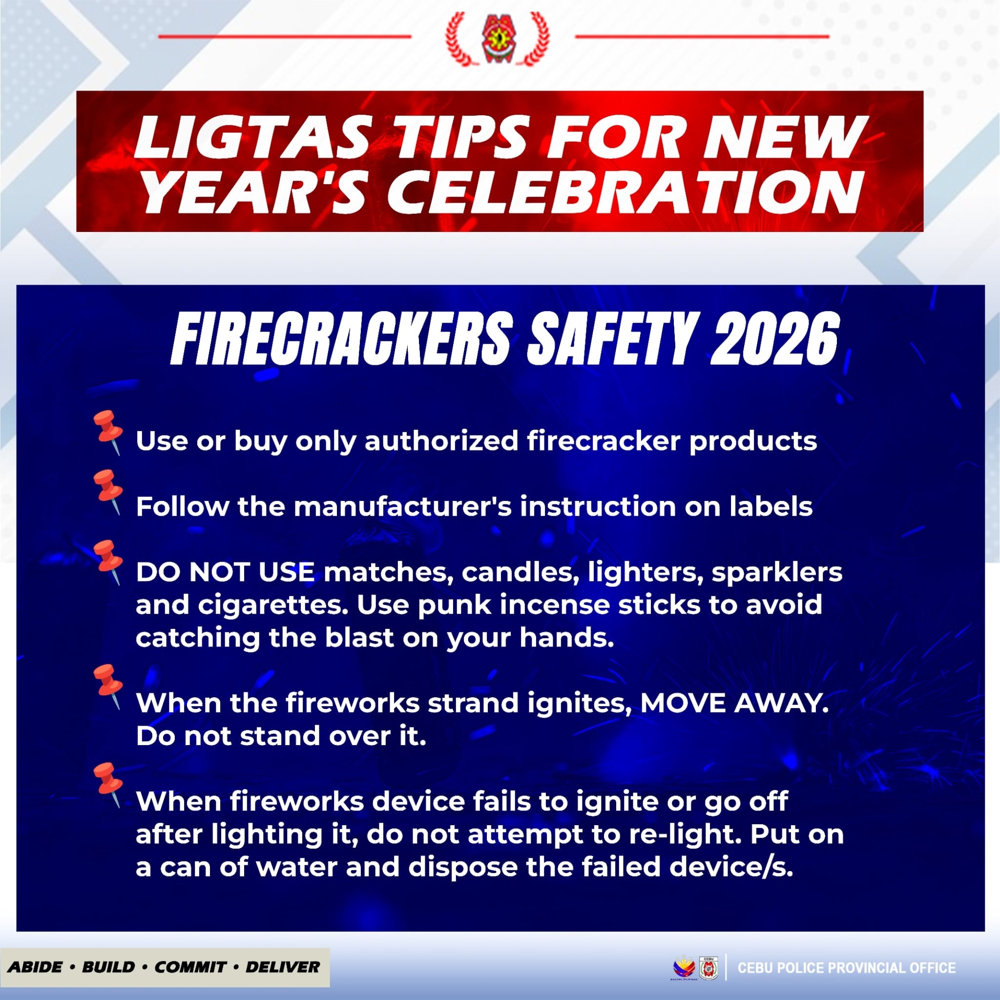 Cebu - LIGTAS TIPS FOR NEW YEAR'S CELEBRATION Firecrackers Safety 2026 ...