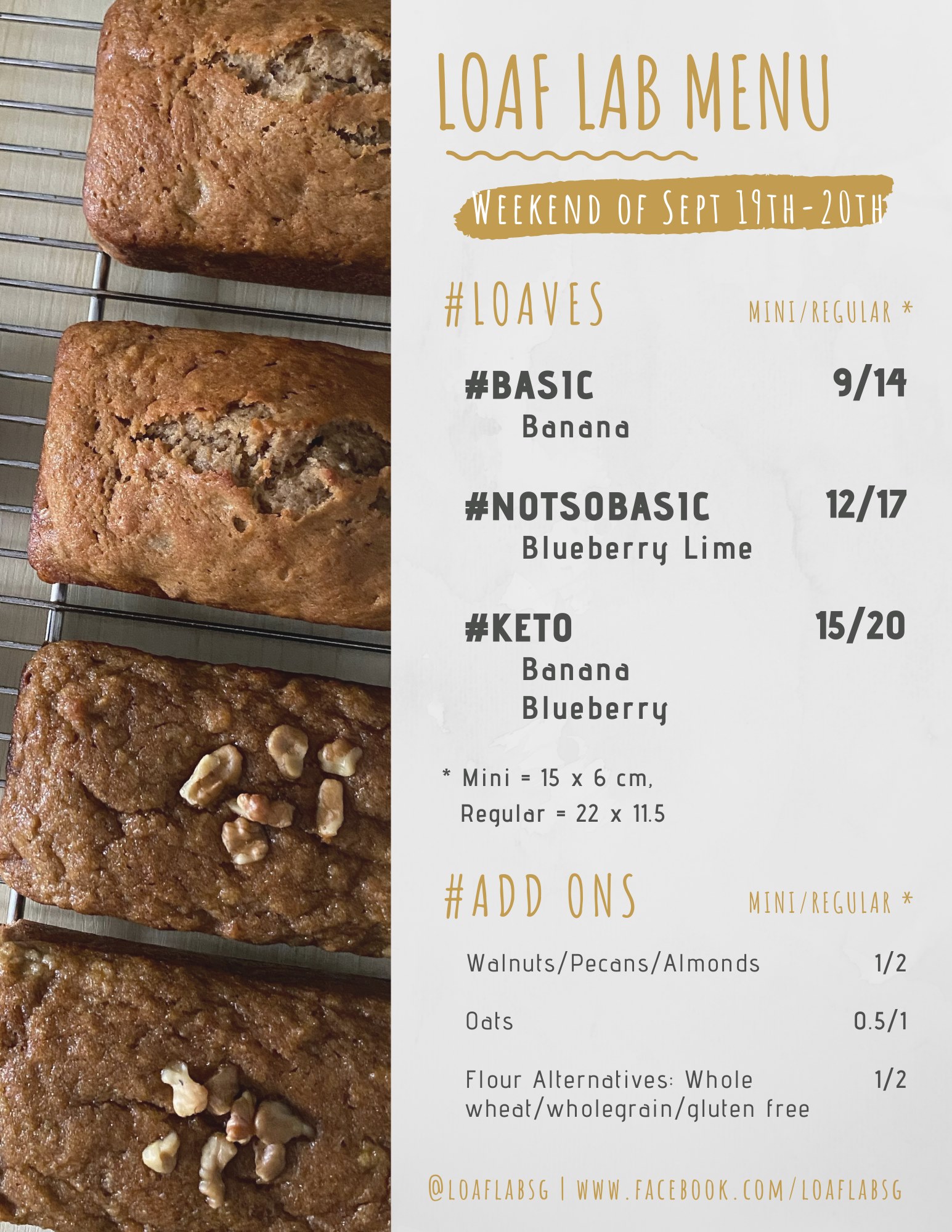 Loaf Lab - This weeks menu, for pickup on Sept 19th / 20th...