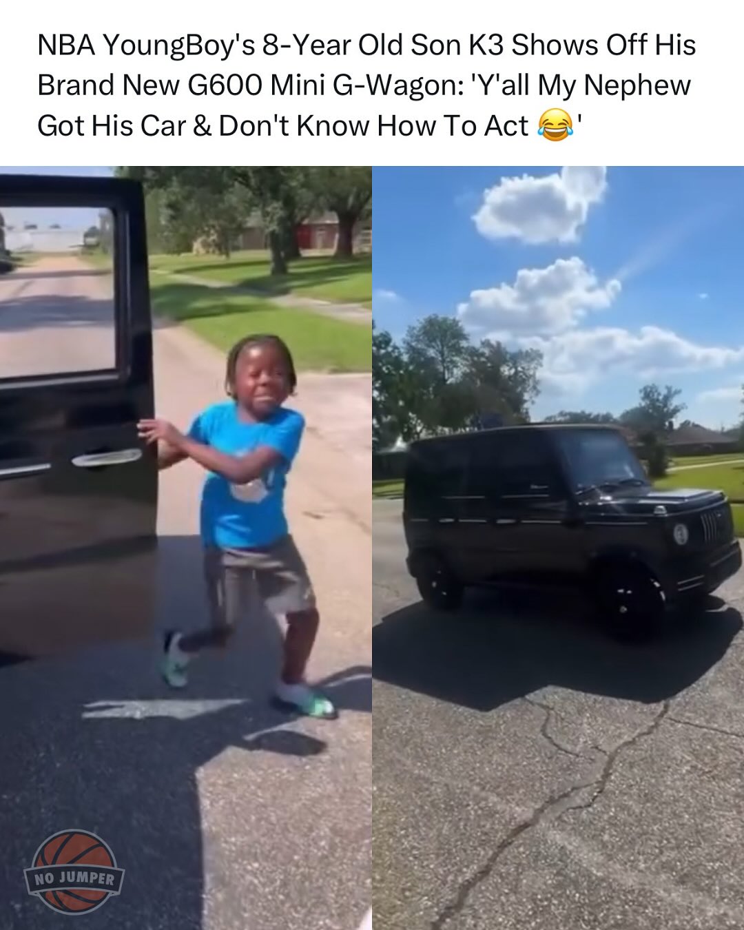 No Jumper - #NBAYoungBoy’s son #K3 flexes his brand new... | Facebook