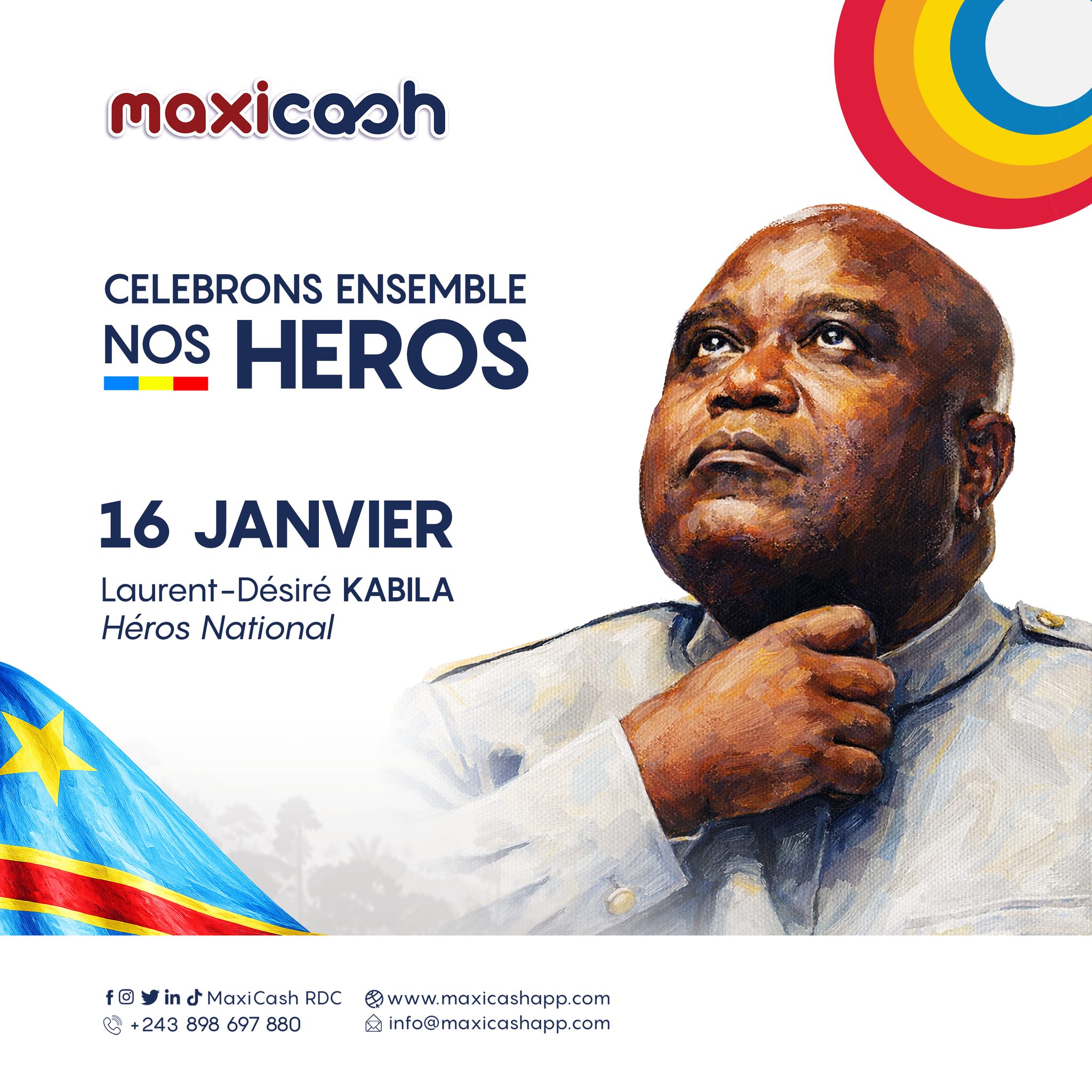 MaxiCash RDC - 🇨🇩 𝟭𝟲 𝗷𝗮𝗻𝘃𝗶𝗲𝗿 – 𝗝𝗼𝘂𝗿𝗻𝗲́𝗲 𝗱𝗲𝘀 𝗛𝗲́𝗿𝗼𝘀... | Facebook