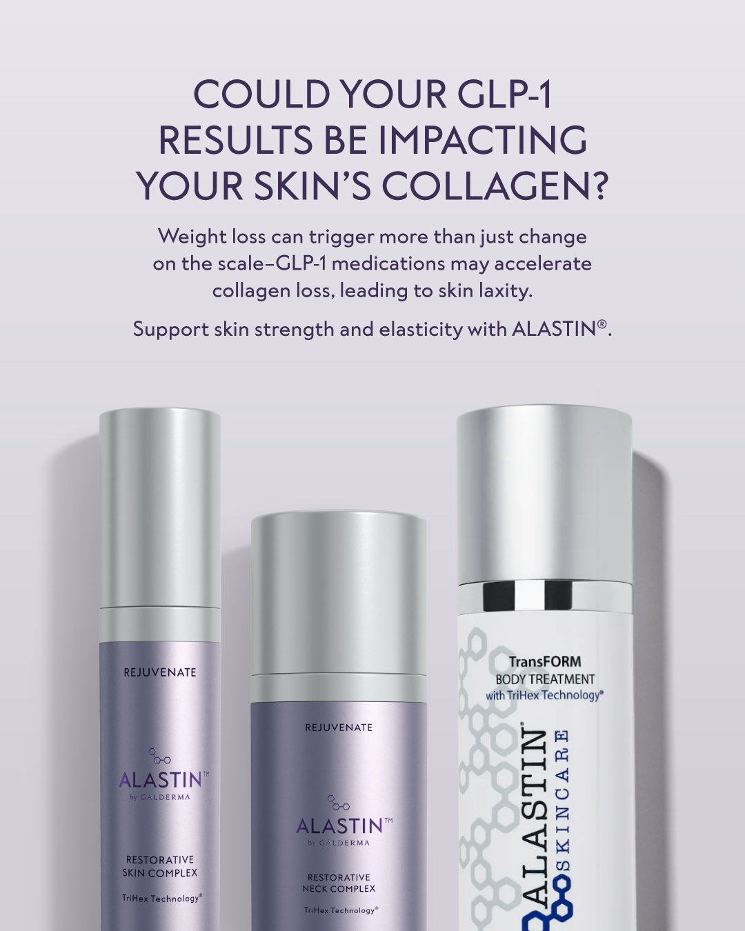 Three targeted formulas. One powerful system. 💪​ 🟣 Restorative Skin Complex with TriHex+™​ 🟣 TransFORM Body Treatment with TriHex Technology®​ 🟣 Restorative Neck Complex with TriHex Technology®​ ​Whether you're addressing signs of