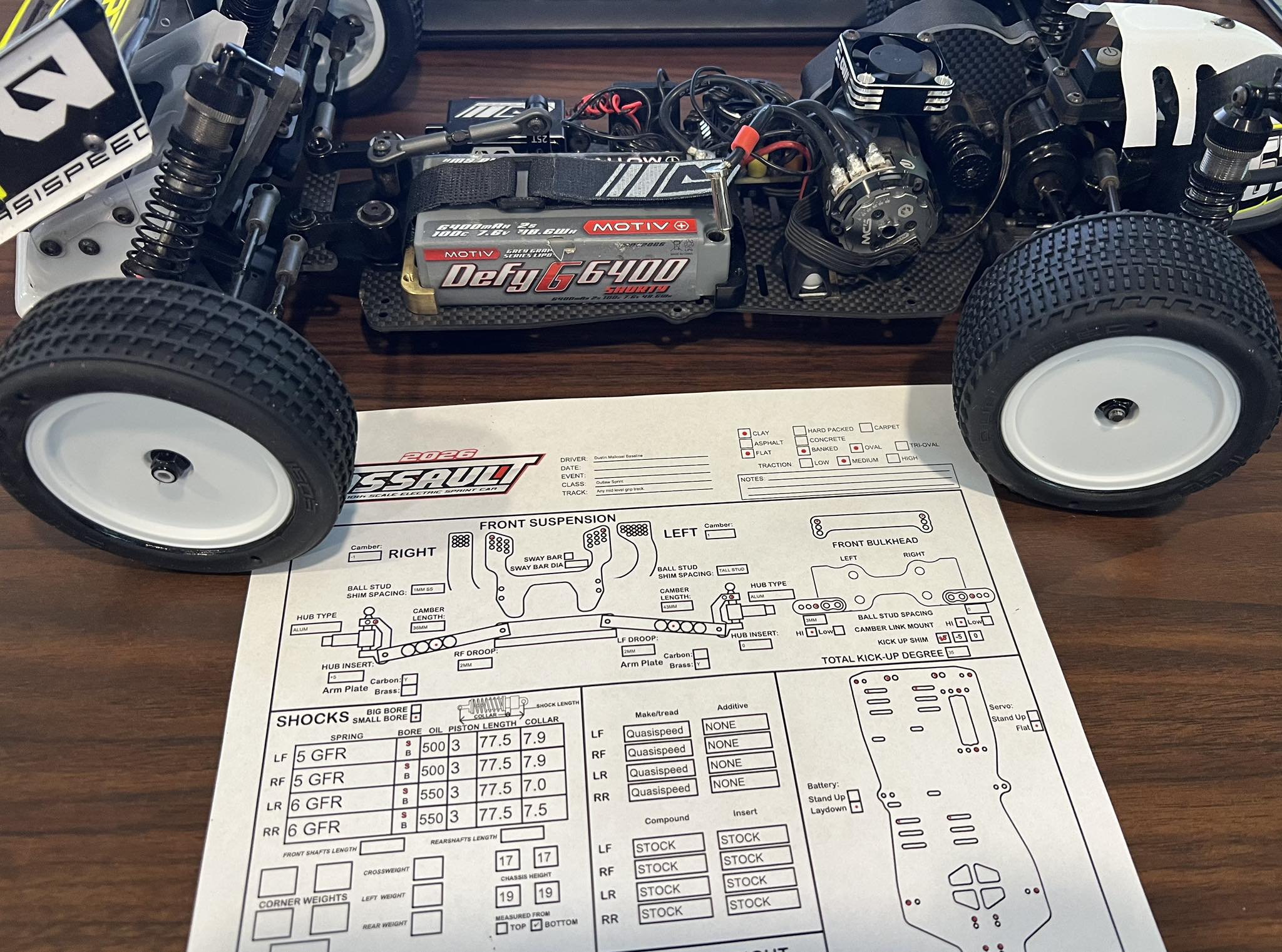 Dustin - Each 2026 Assault will come with a setup sheet filled out ...
